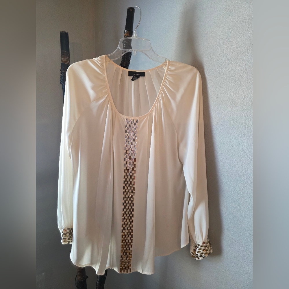 Alfani Cream Blouse with Embellished Detail